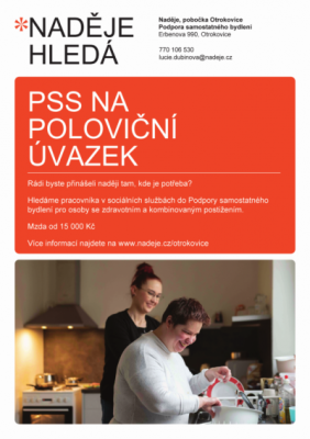 Podpora samostatného bydlení hledá pracovníka v sociálních službách na poloviční úvazek